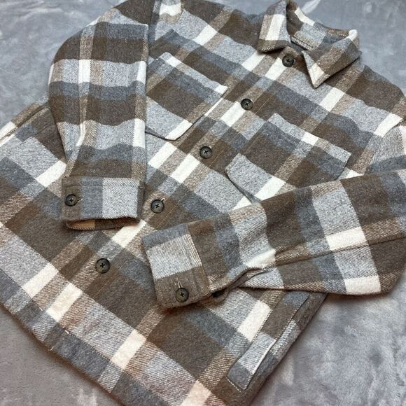 Zara Other - Zara Heavy Twill Overshirt Shacket Mens M Tan Gray Plaid Relaxed Fit Shirt